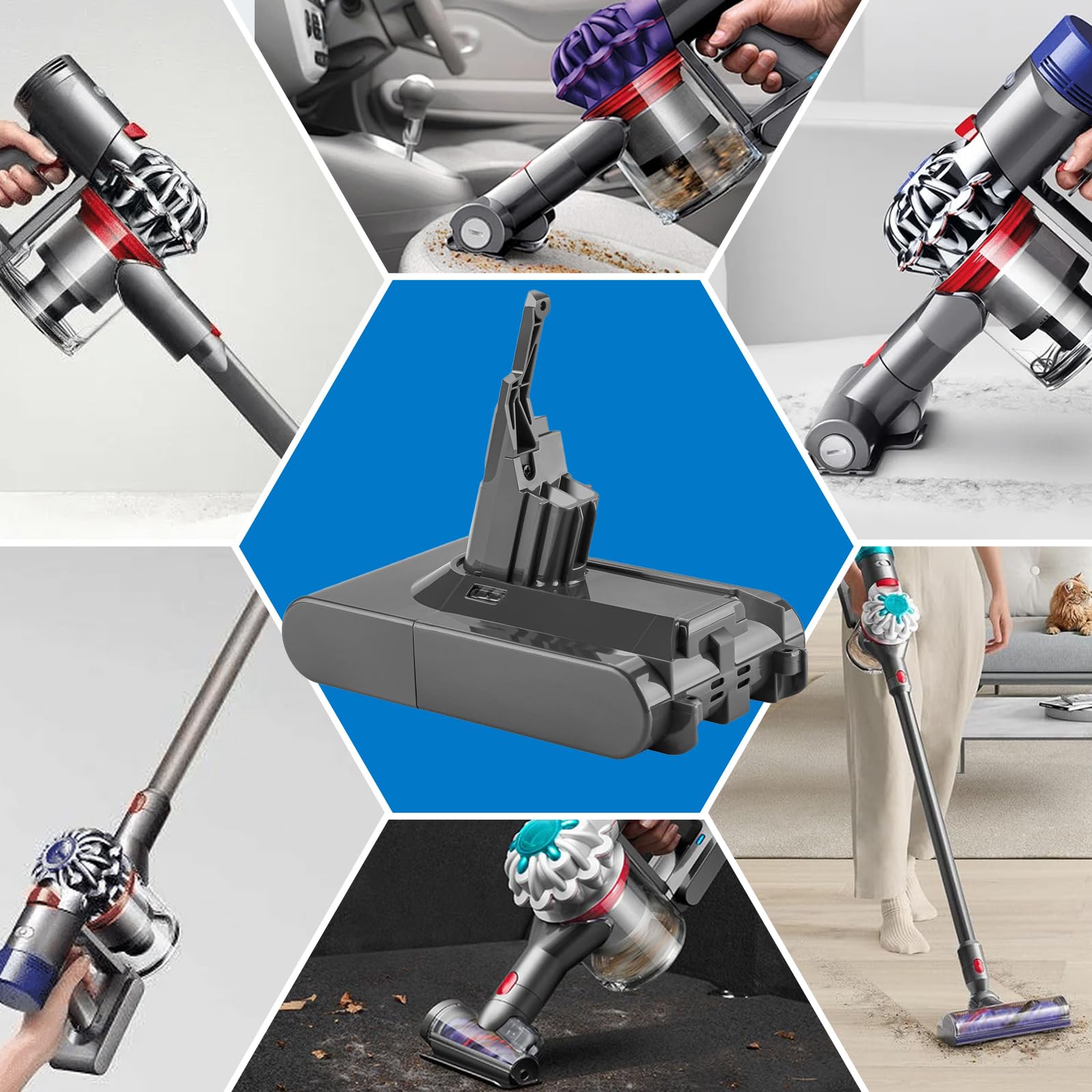 ENERGUP V8 4600mAh Batterie pour Dyson V8 SV10 Animal Absolute Fluffy | Compatible avec Absolute/Animal/Fluffy/Parquet/Motorhead Aspirateur Sans Fil avec 2 Filtres