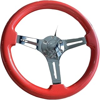 350mm Red Solid Wood Sport Universal Racing Modify Car Steering Wheel