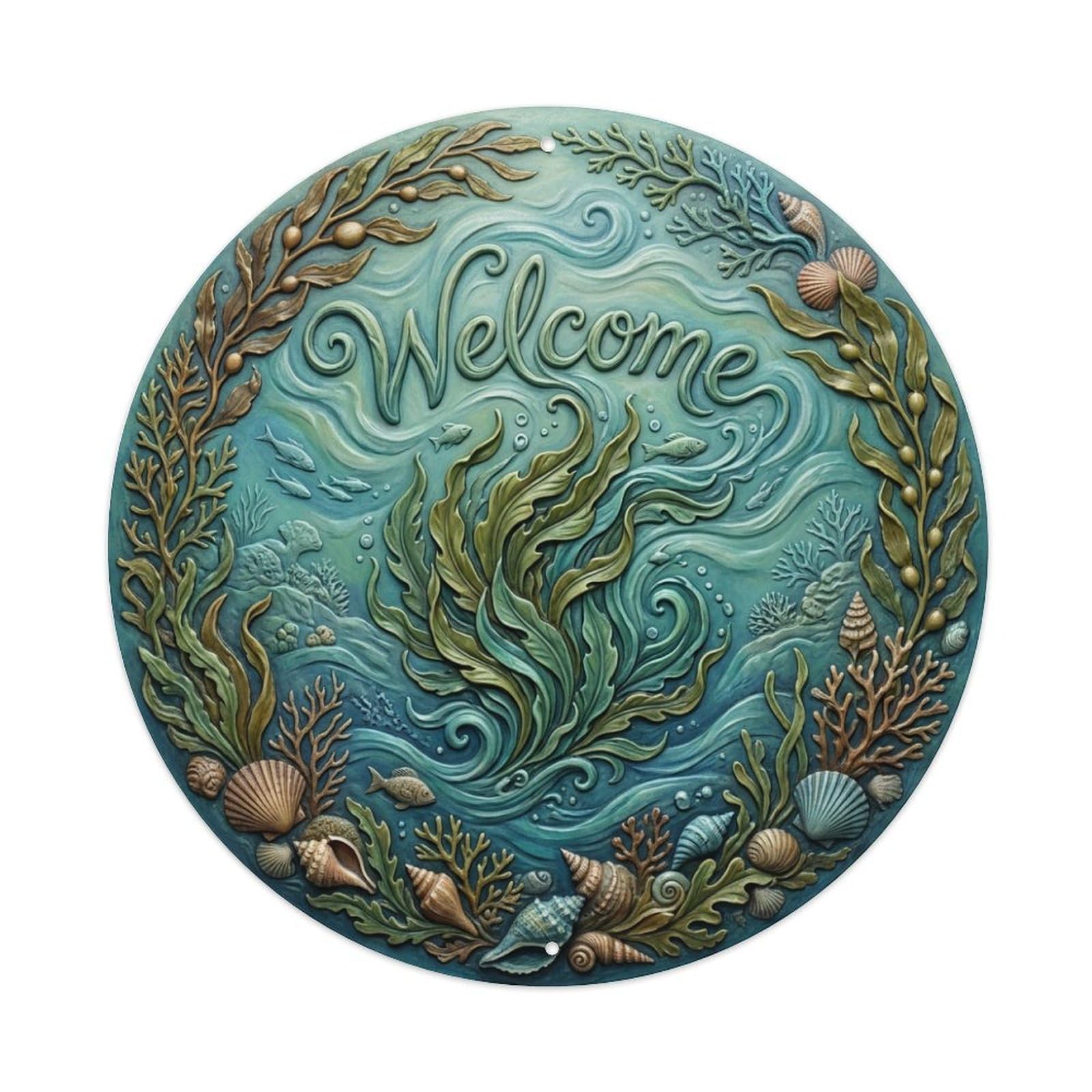 Tgrcjimh Style Metal Tin Sign Seaweed Ocean Welcome Marine Garden