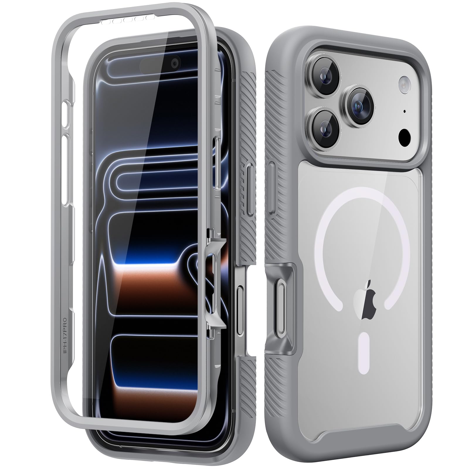 Photo 1 of ALGORAM Magnetic for iPhone 17 Pro Max Case with Built-in Sensitive Screen Protector, Full-Body Dual Front& Back Protective Phone Case[Compatible with MagSafe] DropProof 17 ProMax Cover 6.9 Inch, Grey