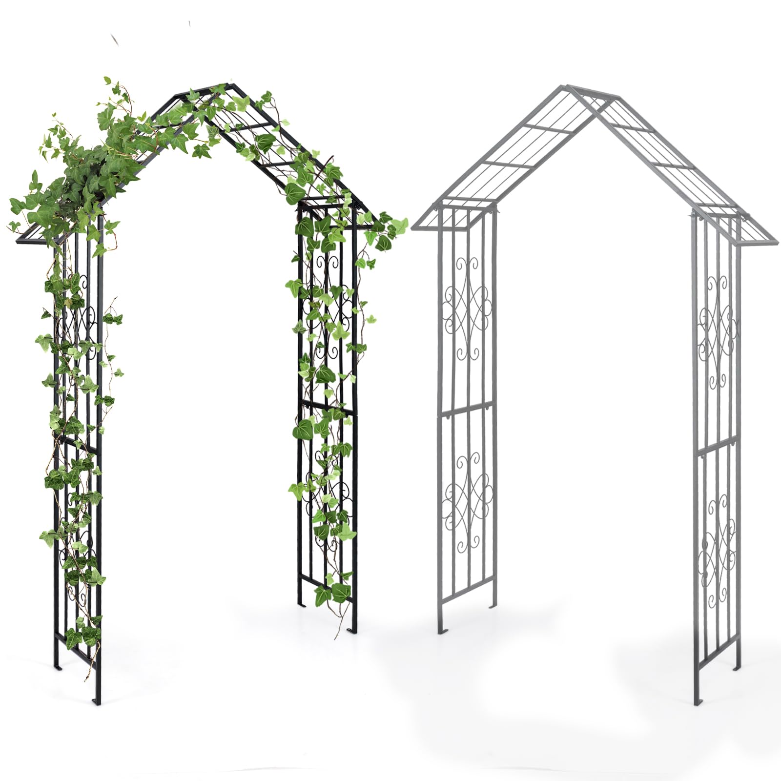 HOMASIS Arco da giardino in metallo, per rose e piante rampicanti, supporto per piante rampicanti, con 4 picchetti per matrimoni, giardino, feste, tralicci, traliccio, rose, supporto per piante, 140 x