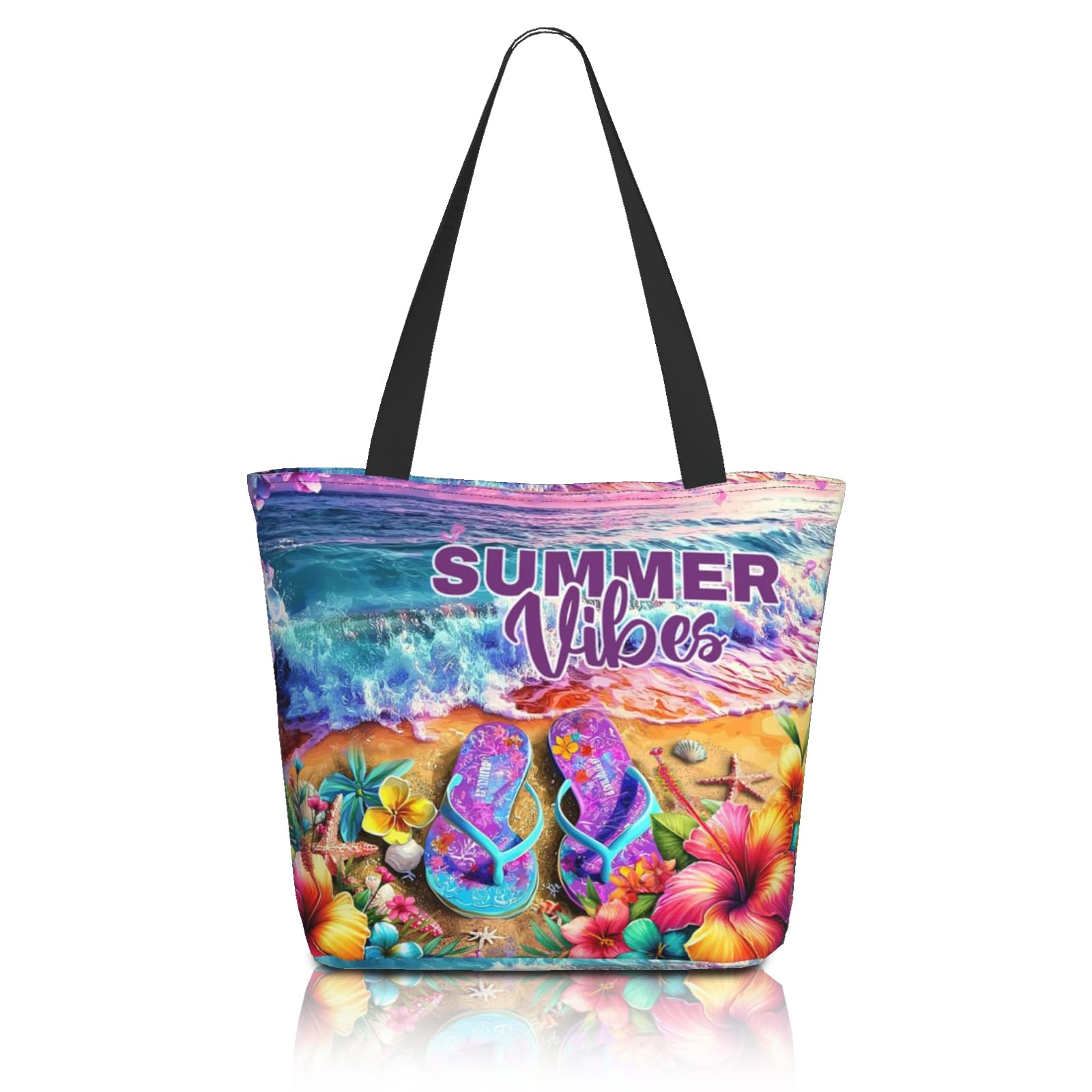 QuillGlyph Beach Tote Bags for Women Sea Turtles Travel Beach Shoulder Bags Canvas Tote