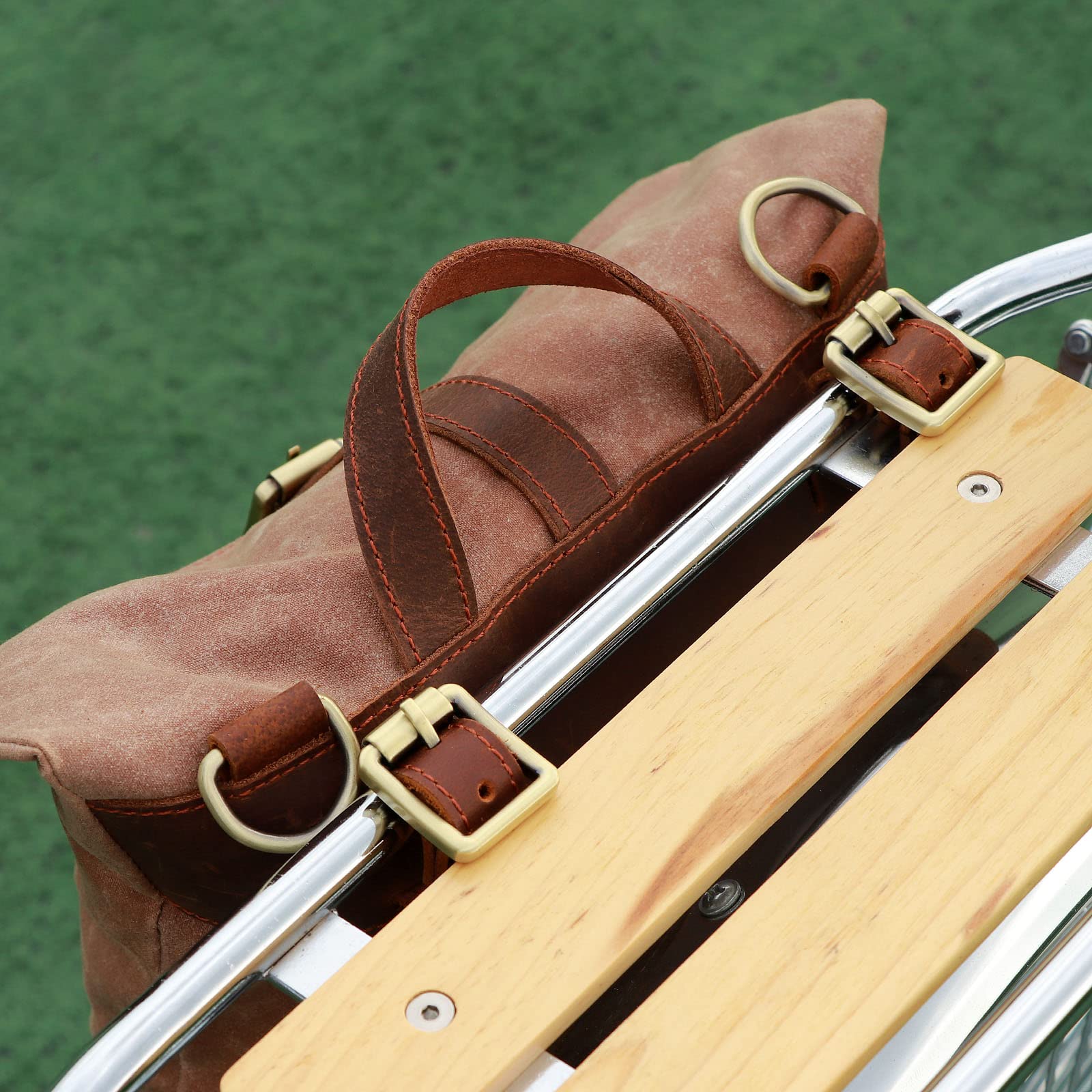 Tourbon T-TB1250CA - Borsa da sella per bicicletta, in tela cerata, 27 x 7 x 24,5 cm, colore: Marrone