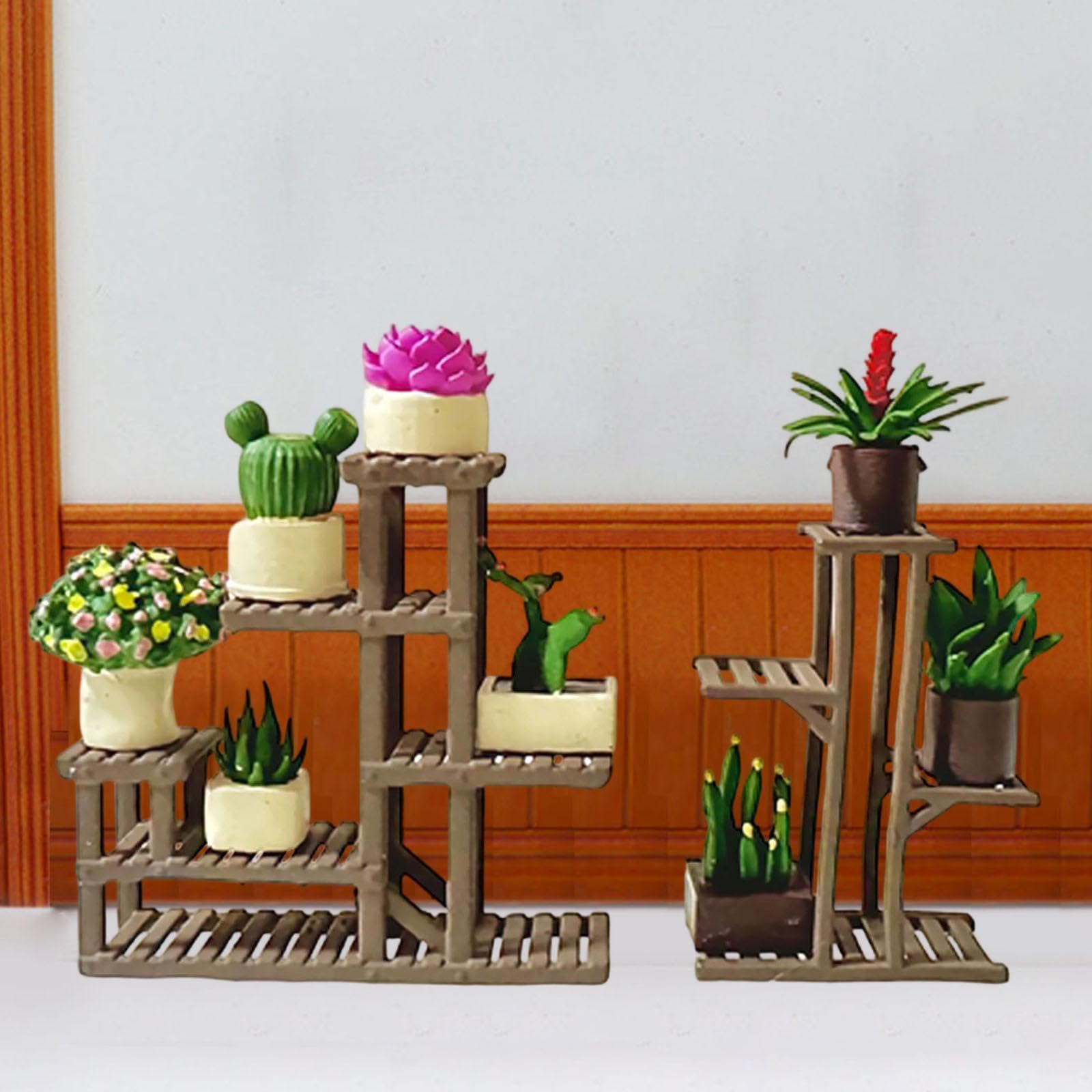 Miniatura Supporto Fiori Decorazione Ornemento Vaso Pianta Micro Scena Resina Realistica Adatto a Regalo Scrivania Dashboard Auto, Style C