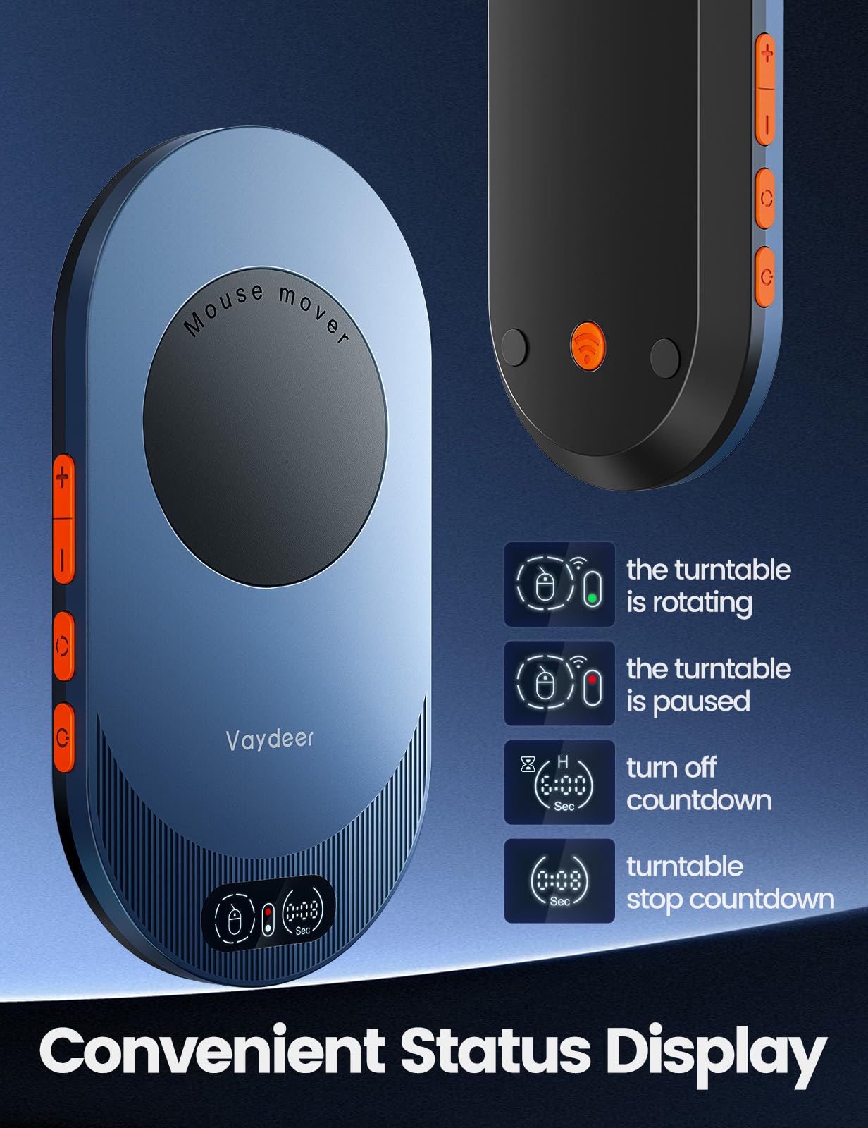 VAYDEER Air 3 Ultra Mouse Jiggler: niewykrywalna i cicha, aplikacja zdalnego sterowania z timerem, realistyczny symulator ruchu dla PC/zespołu, bezzałogowy, niebieska (edycja stealth)