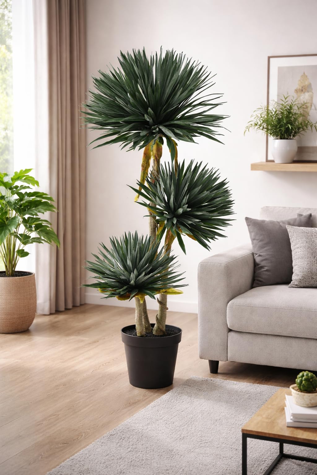 Yucca Pianta Grassa Sintetica da Arredamento Realistica 165 cm, Foglie PVC, per Spazi Interni, Abitazioni Residenziali e Attività Commerciali