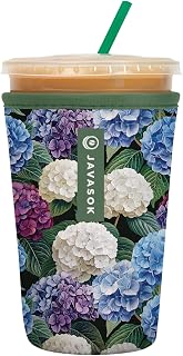 Sok It JavaSok Iced Coffee & Cold Soda Insulated Neoprene Cup Sleeve (Hydrangea Garden, Medium: 22-28oz)