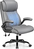Vista 10 de Silla de Oficina Ergonómica - Silla de Escritorio para Computadora, Sillas Ejecutivas de Cuero con Respaldo Alto, Soporte Lumbar Ajustable y Brazos