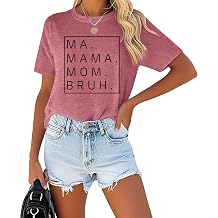 Ma Mama Mom Bruh Shirts for Women Mama Letter Print Graphic T Shirts Shirts Tee Tops