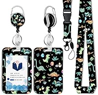 Vista 1 de Lindo soporte para insignia de dinosaurio con carrete retráctil y cordón separable, clips de insignia, carrete retráctil de alta resistencia