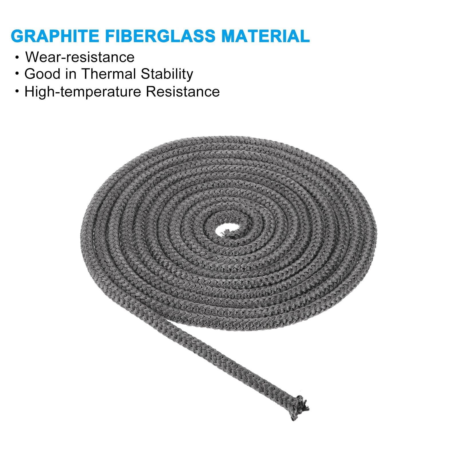 PATIKIL 2Pcs Guarnizione Per Stufa 10mm x 5 Metri Per Stufe Nero | Cordone Rotondo In Fibre Di Vetro Grafite, Resistente Ad Alta Temperatura, Porte Di Camini