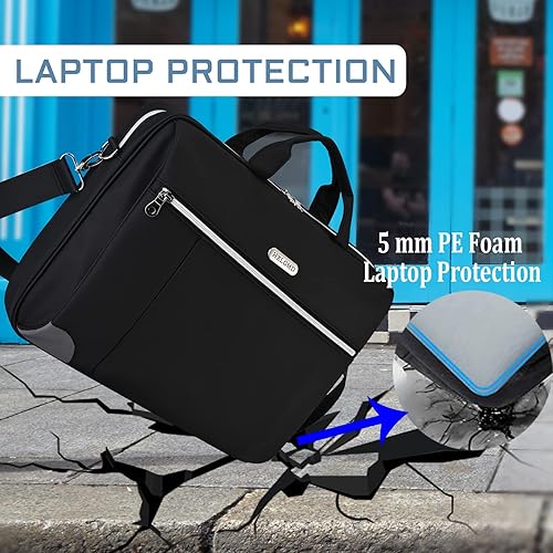 Miniatura 4 de Bolsa para laptop de 15.6 pulgadas para hombres y mujeres, resistente al agua, maletín delgado para laptop con correa para el hombro, funda duradera