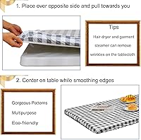 Vista 5 de Zhenrui Mantel rectangular elástico ajustable de 6 pies, impermeable, a prueba de derrames, de vinilo, estampado a cuadros grises con franela