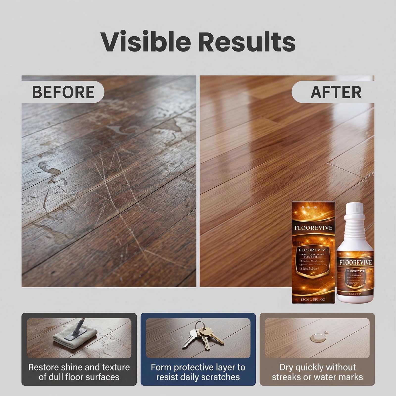 Restaurador profesional de suelos de madera: pulido y tratamiento de alto brillo para suelos de madera, reparación de arañazos, protección para suelos de madera y laminados, restaura el brillo y
