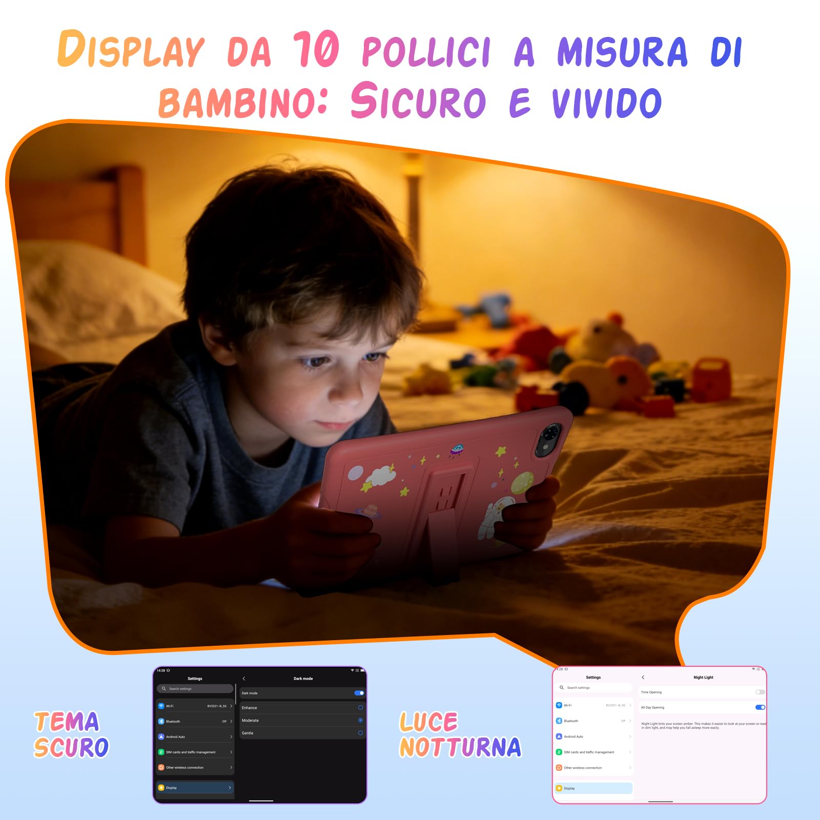 Tablet Bambini 10 Pollici, Android 16 Tablet per Bambini 3-12 Anni, 16GB RAM(4+12) + 64GB ROM, Controllo Genitori, GMS, 5000mAh, WiFi6, WidevineL1, con Custodia Anti-caduta e Penna, Garanzia di 4 anni