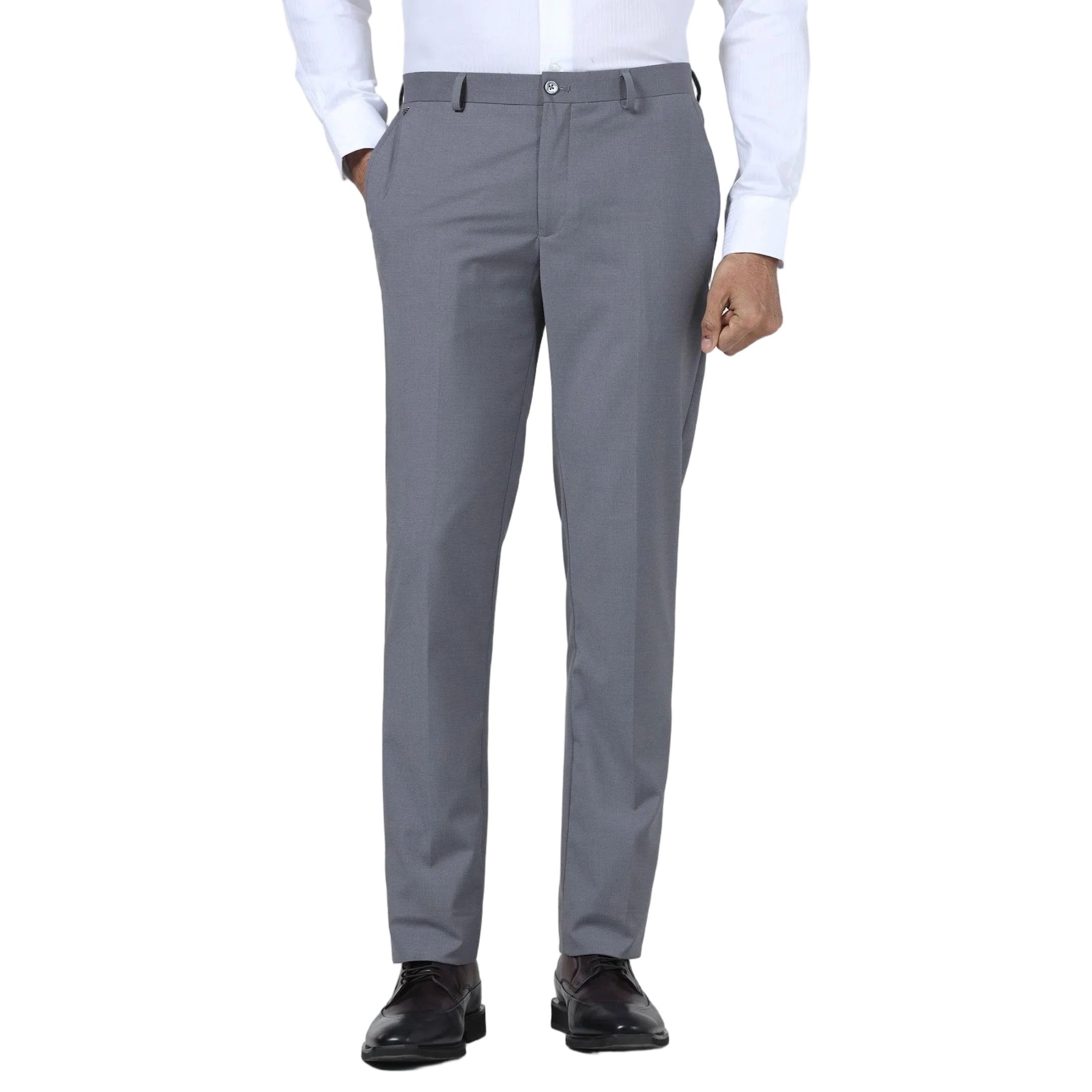 blackberrys Men's Polyester Blend Mini-Checks Slim Fit Formal Trousers-picture-51