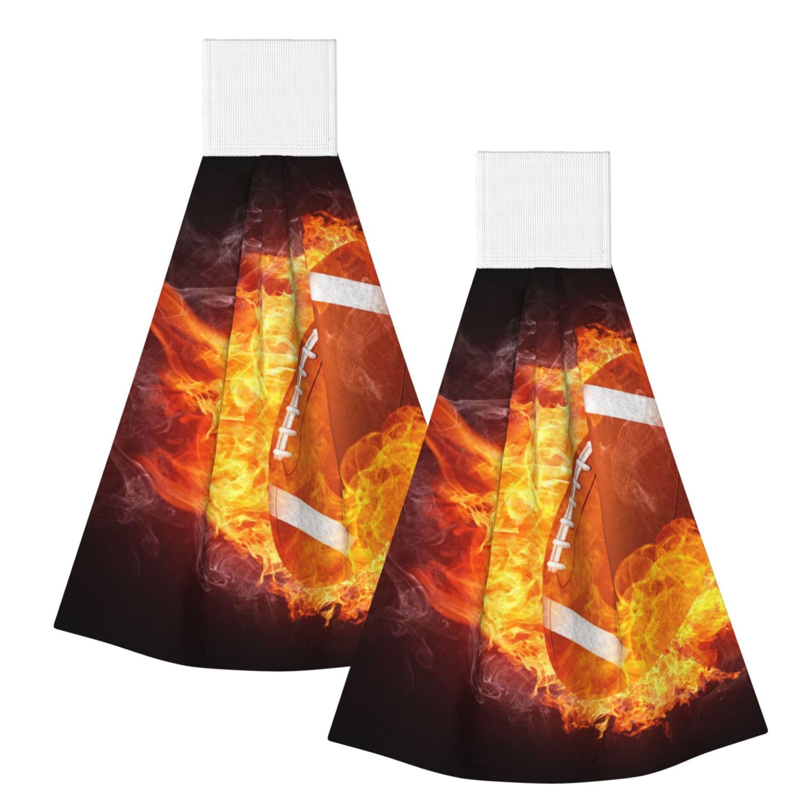 DOPKLNA American Football In Fire, 2 Pcs Hanging Coral Fiber Hand Towels for Bathroom, Absorbent Kitchen Towels