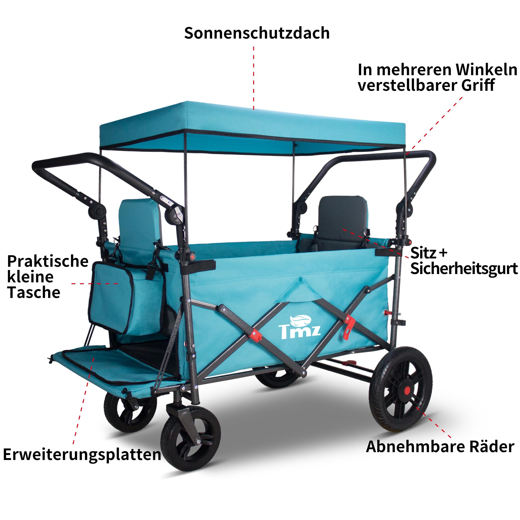 Carrello Spesa Pieghevole TMZ 120L Con Seduta – Trolley Tropicale Resistente 50kg - 3