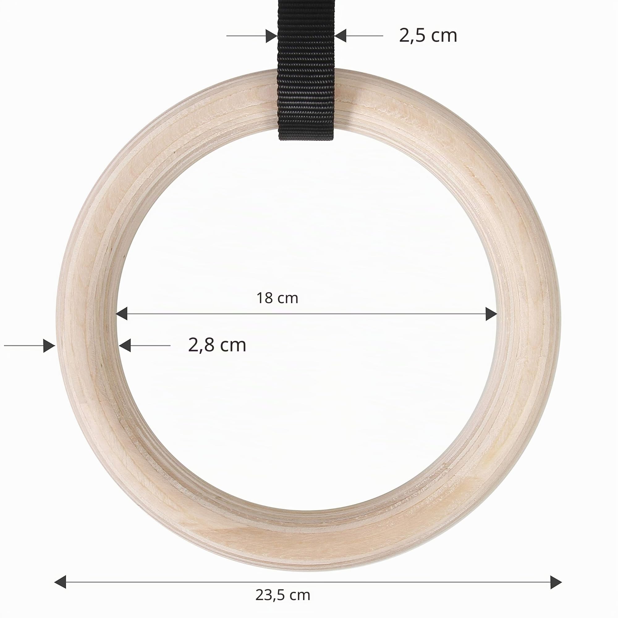 CCLIFE Anneaux Gymnastique en Bois, Réglables Exercice Fitness Anneaux en Bois 28 mm, avec 2* Bandes en Nylon 4.5m,Athletic Gym Rings pour Gym Domicile Bureau