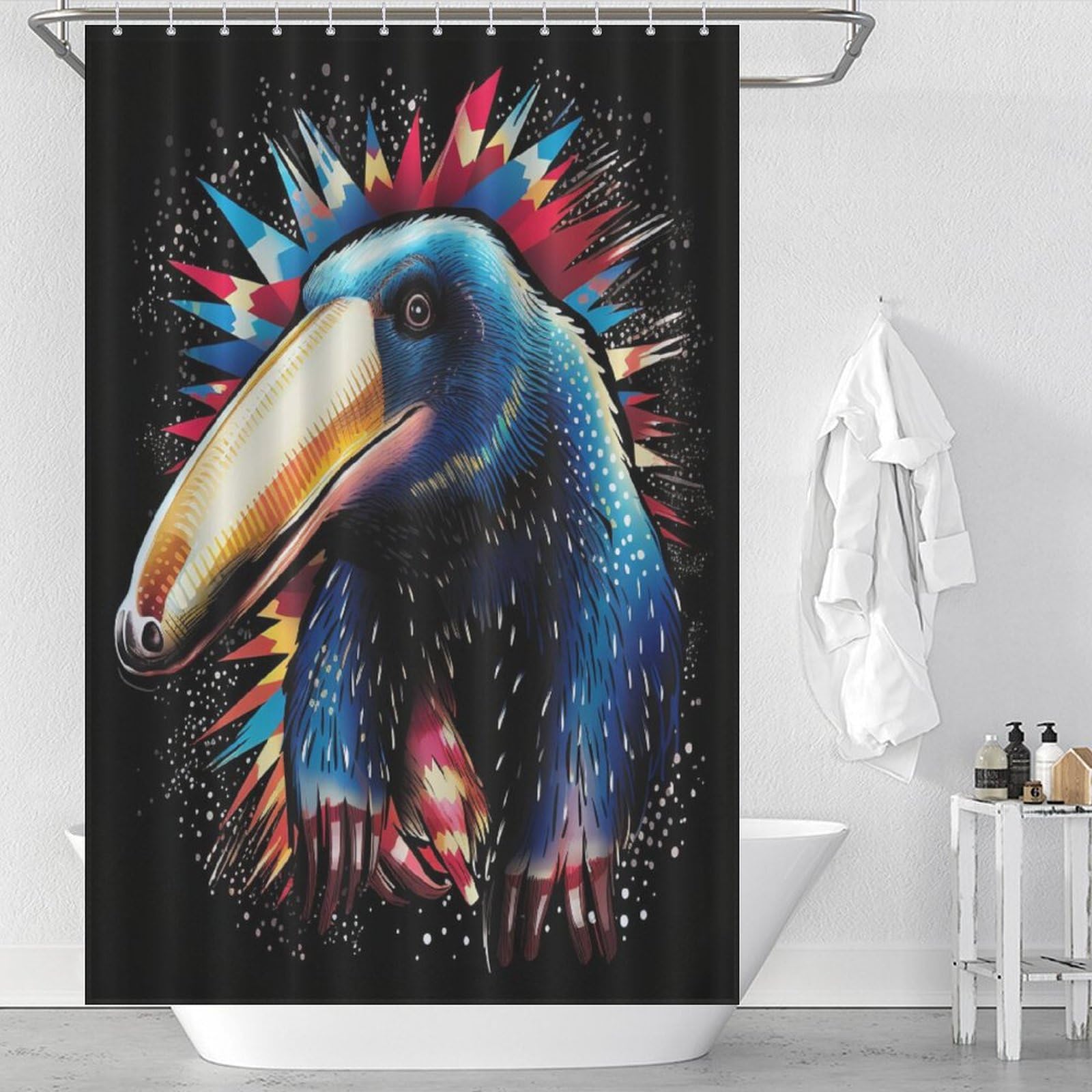 Rideau de douche polyester Fourmieater lavable à texture imperméable haute résistance