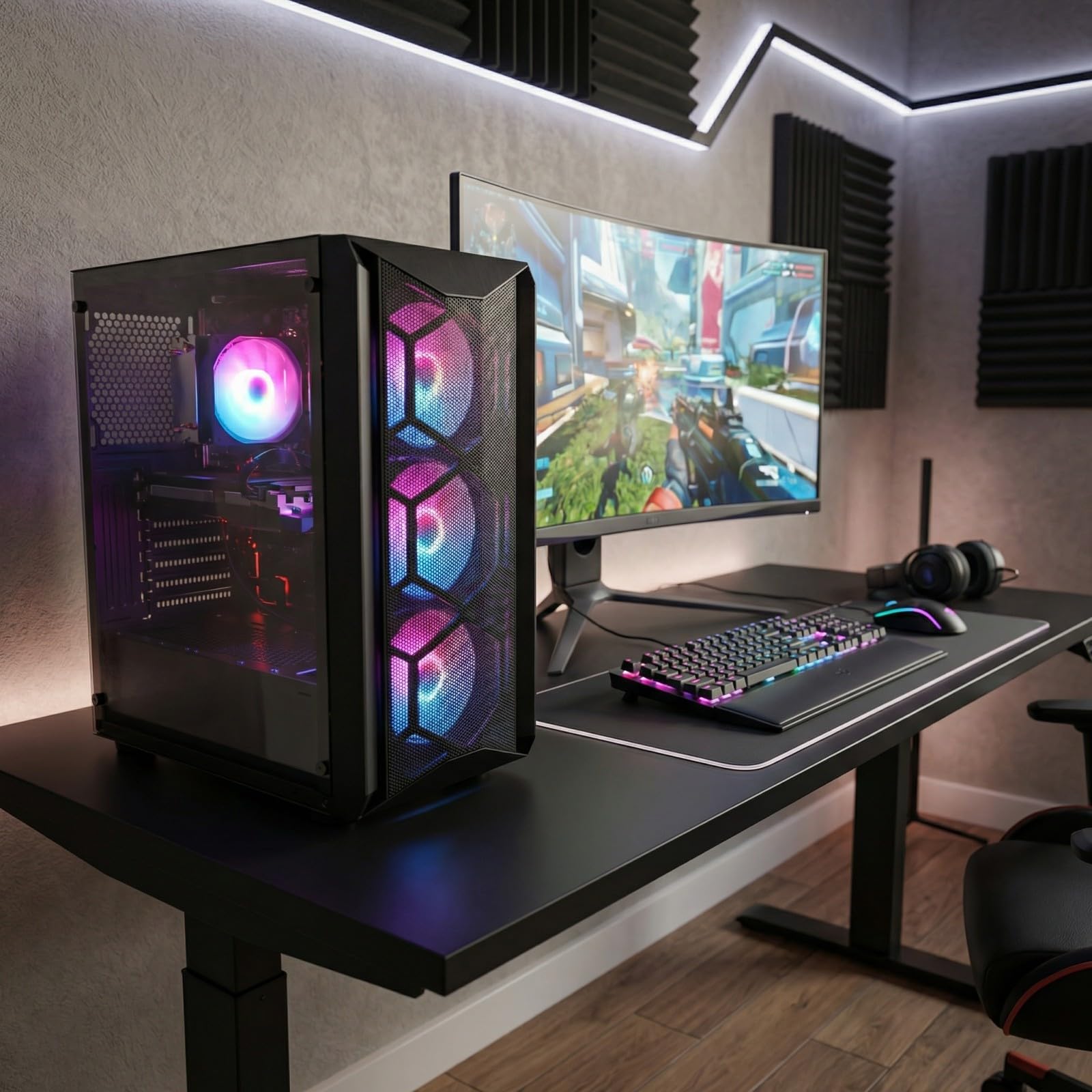 STGsivir PC Gaming, Computer desktop gaming, Ryzen 5 5500 fino a 4,2 GHz, Nvidia RTX 3060 12GB GDDR6, 16GB DDR4 RAM, 512GB SSD, WiFi 6, BT 5.0, Windows 11 Pro