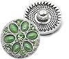 Silver Buttons Flower 18mm Rhinestone Metal Button For Snap Bracelet Necklace Jewelry For Women Silver(Green)