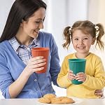 48PCS Wheat Straw Dinnerware Sets for 6, Reusable Unbreakable Dinnerware Set for Kids Adults, Microwave Safe, Lightweight Camping Plates Cups and Bowls Set for Kitchen Picnic Rv Dishes