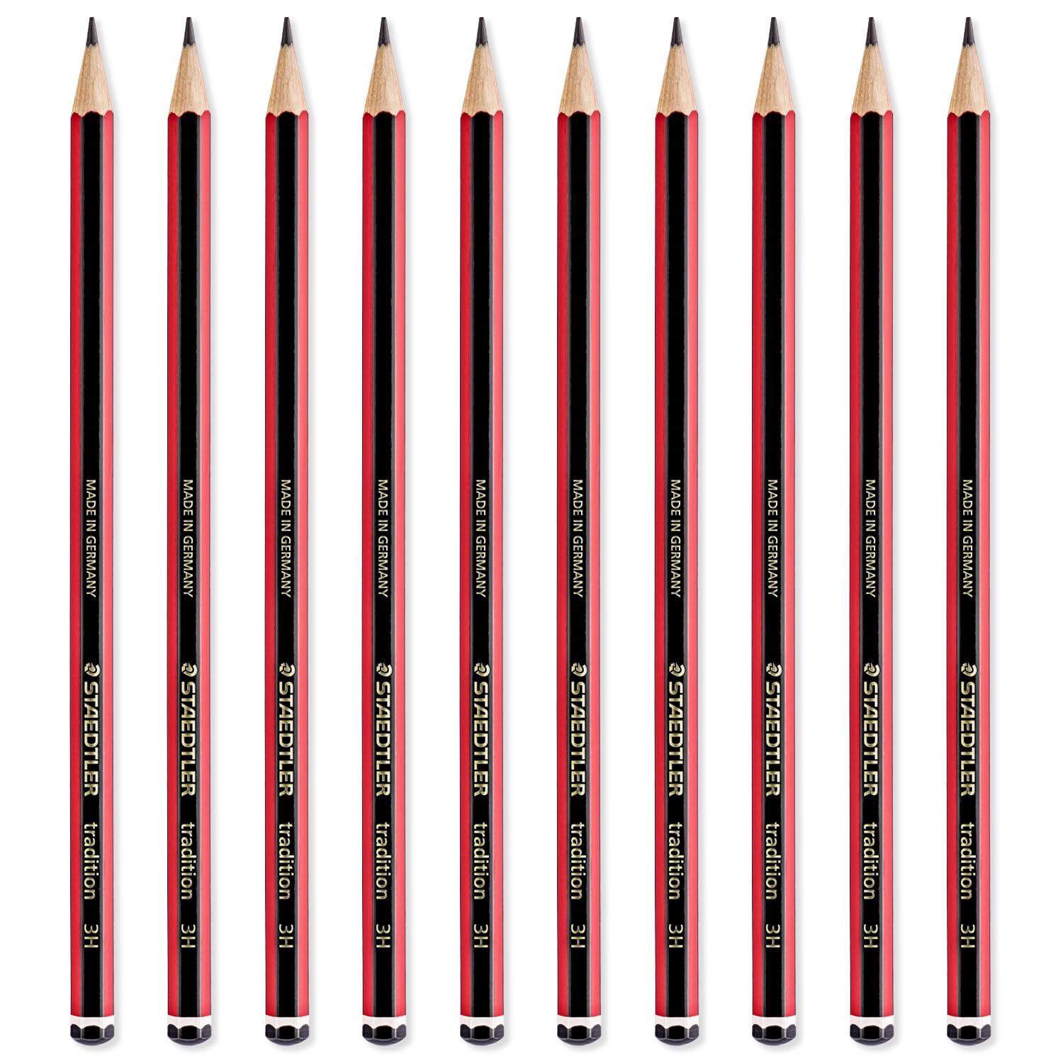 STAEDTLER Tradition Pencil - Drawing Sketching Art - Pack of 10 Pencils - Grade 3H, Black