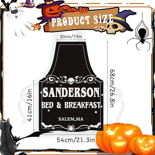 Miniatura 2 de 4 delantales de Halloween con sombrero de bruja, calavera fantasma, delantales de cocina, para hornear, parrilla, divertido delantal de cocina negro