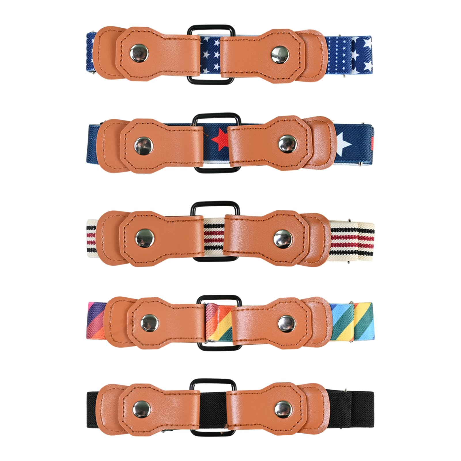 Cinturones Elásticos Ajustables para Niños Pack de 5, Sin Hebilla, Tallas 40-60 kg