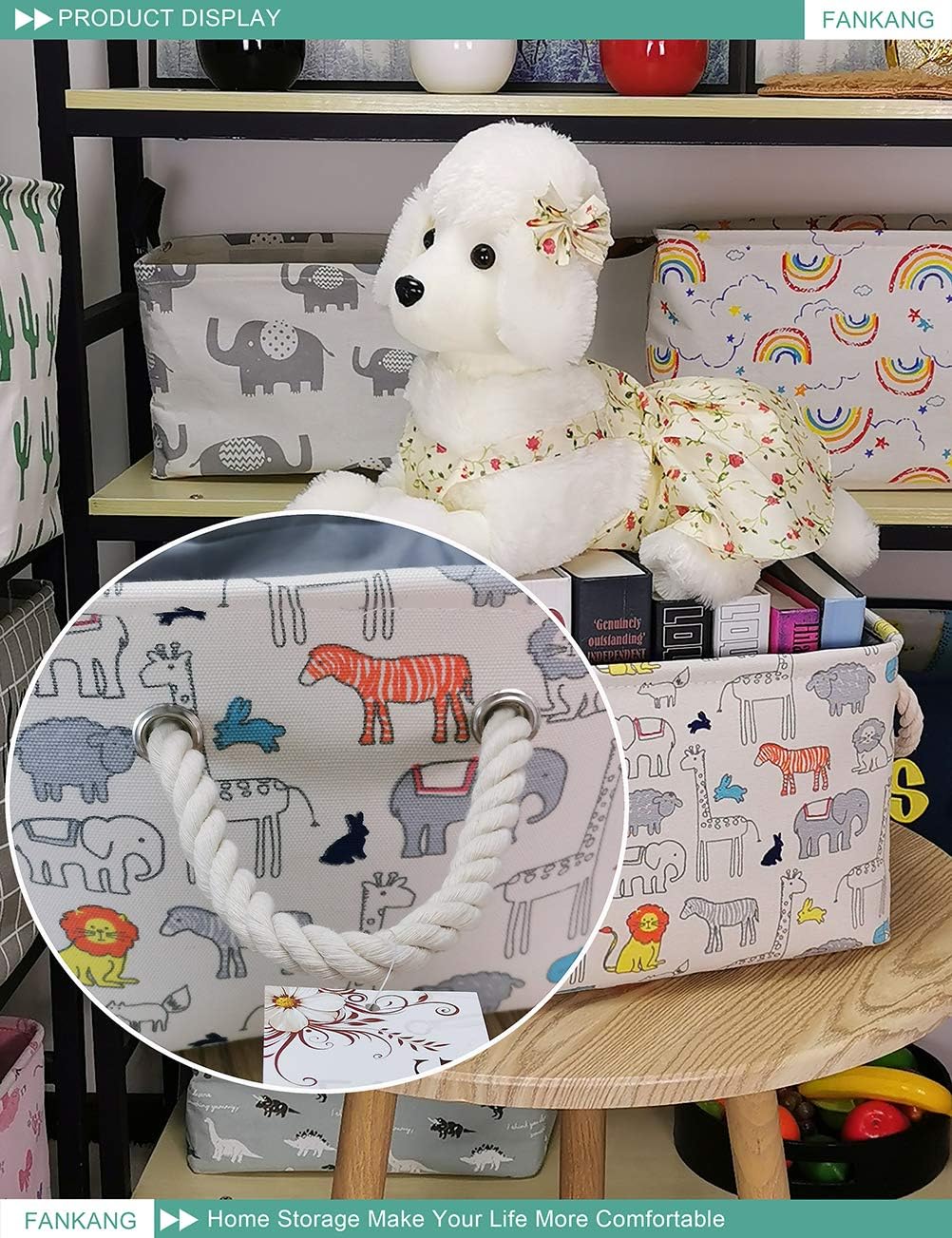 FANKANG Rectangular Fabric Storage Bin Box Laundry Basket, Nursery Storage, Storage Hamper, Book Bag, Gift Baskets(Rec-Zoo) : Home & Kitchen