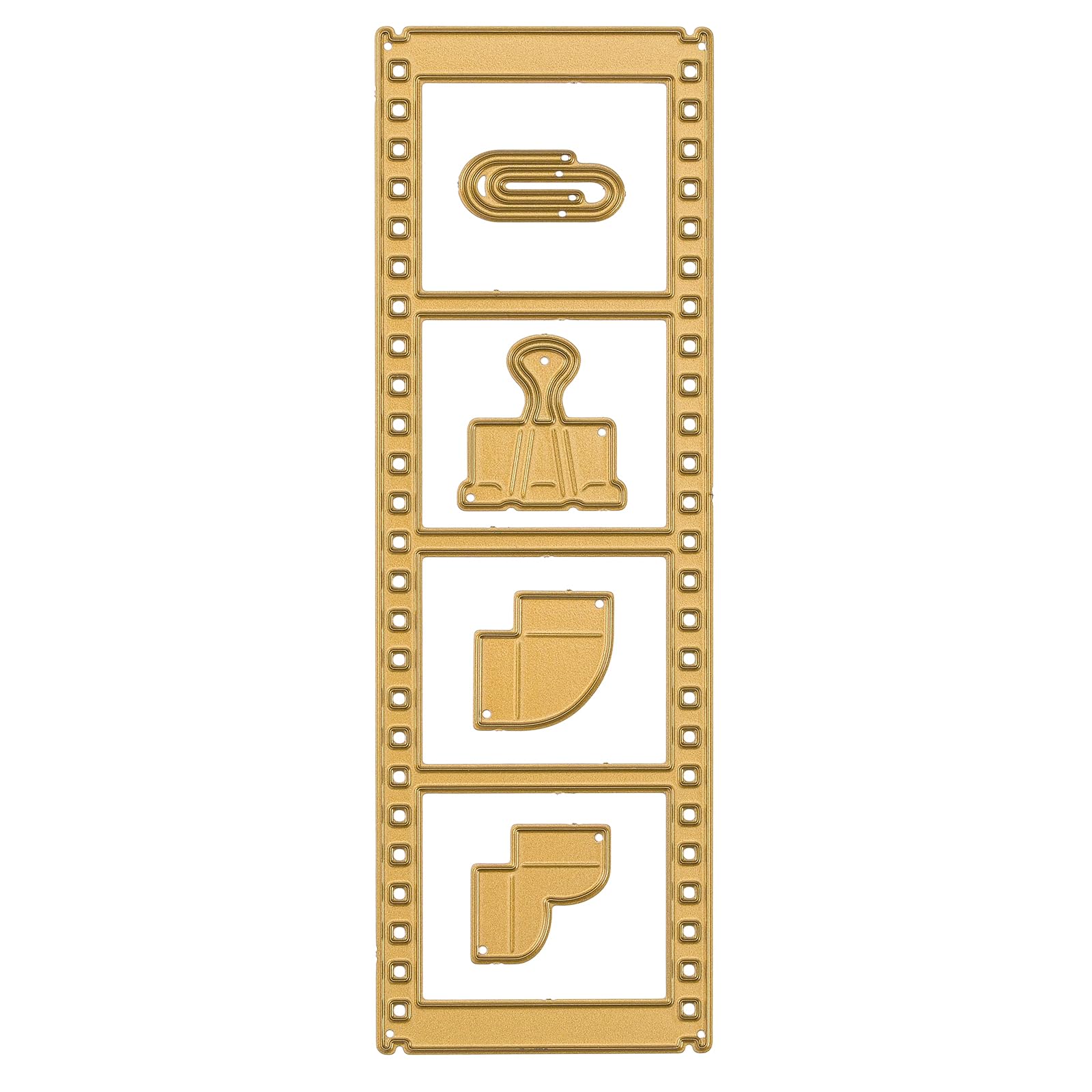 Vaessen Creative Cutting and Embossing Dies Set-Vintage Filmstrip-5 pcs of 0.8 x 0.8 to 1.8 x 5.5-for Mini Machine-Card Making Supplies-for Scrapbooking and Paper Crafts, Gold