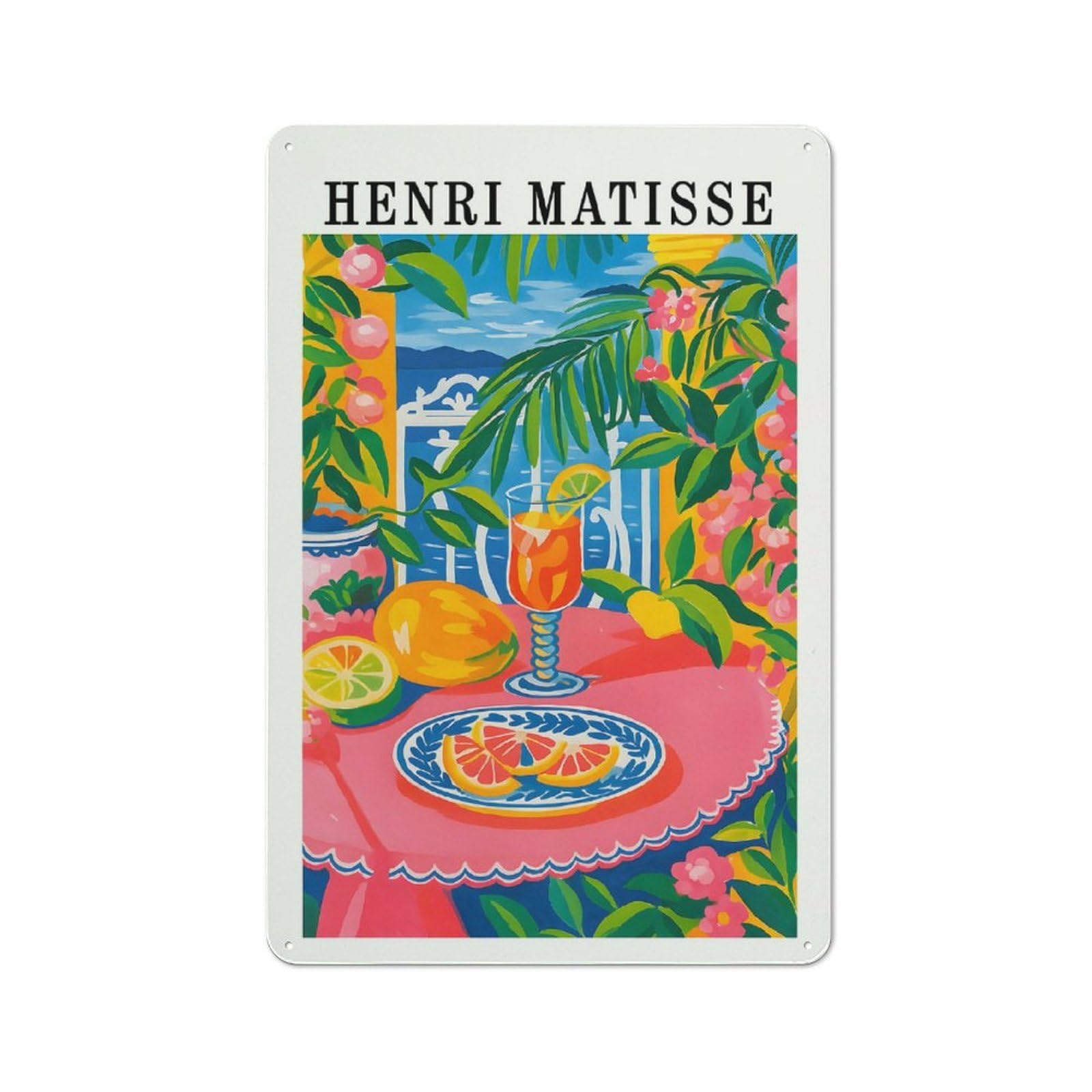 Junmoney Style-14 Tin Wall Plaque 30X20cm With Henri Matisse Still Life With Fruit For Man Cave Or Games Room, A Christmas Gift For Leisure-Room Decor Enthusiasts