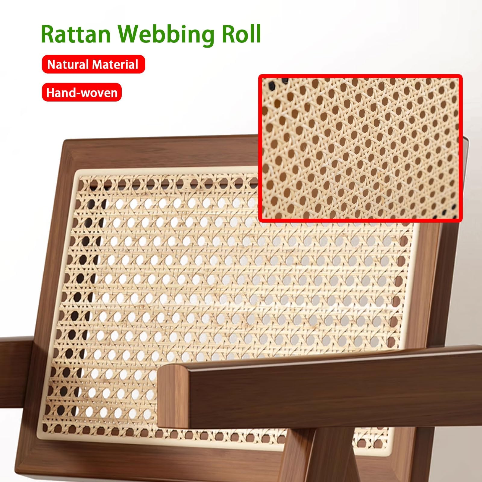 Natürliches Wiener Geflecht Meterware, 60cm Breites, Rattan Geflecht Gurtband Rolle, Rattan Vorgewebtes Offenes Netz Gewebe für DIY Stuhl Möbel Schranktür(30x200cm)