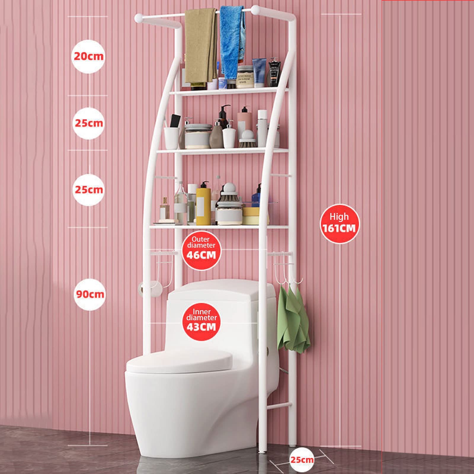 Badezimmerregale für MehrstöCkige BöDen Waschmaschinenregale Toilettenregale Aufbewahrungsmaterial (Size : B)