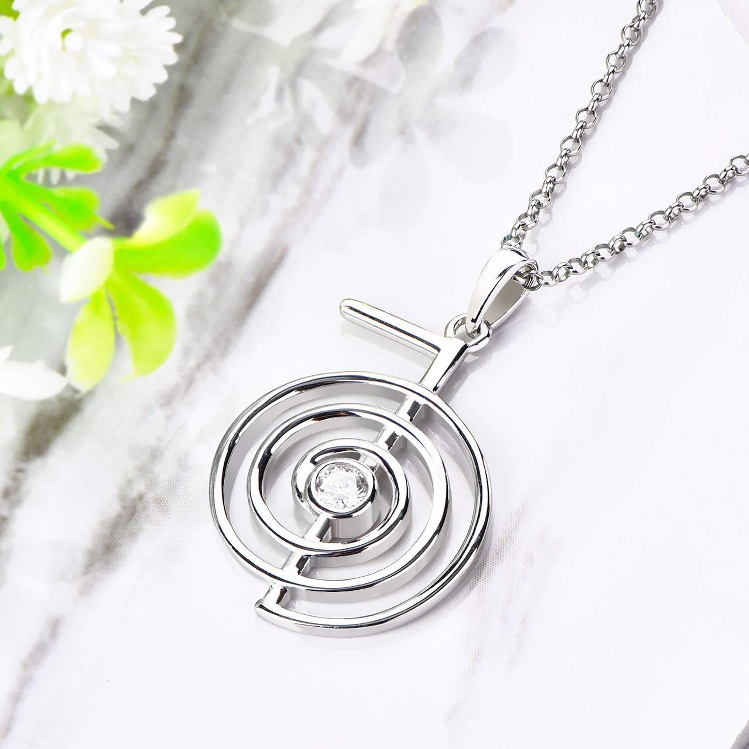 JO WISDOM Collar Reiki Cho Ku Rei Plata de ley 925,Colgante Curación Energía Yoga Power con AAA circonita