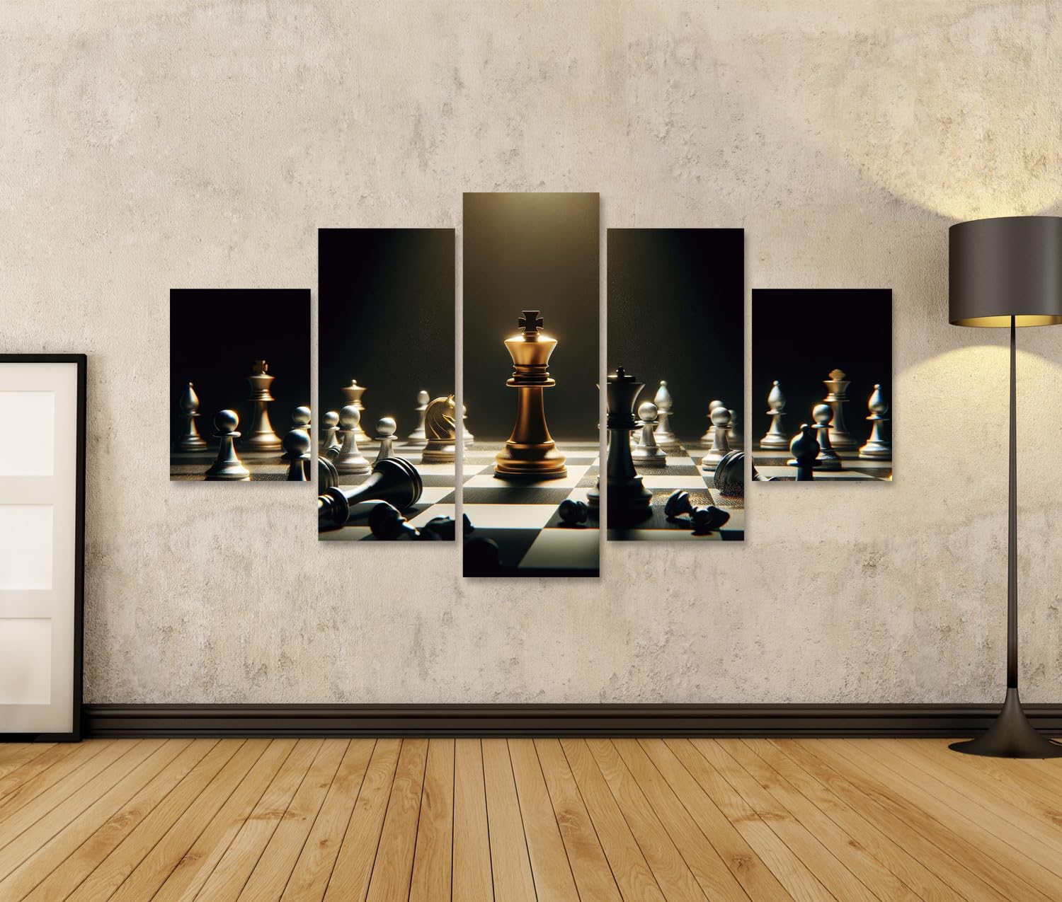 islandburner Murale La regina d'oro prevale sulla scacchiera dei caduti su tela Immagini Poster