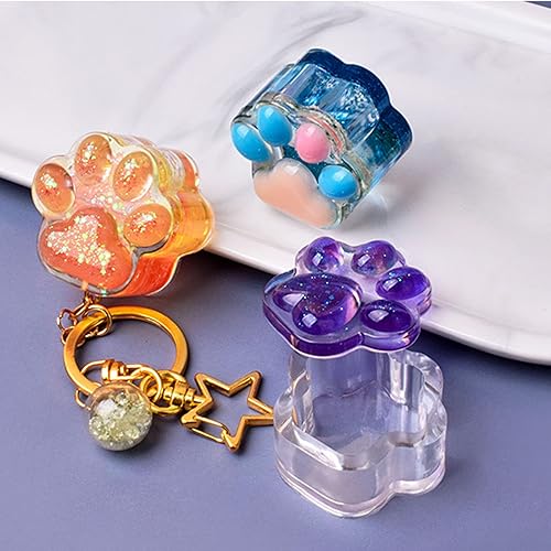 Miniatura 8 de Molde de silicona con forma de pata de gato, moldes de caramelo en forma de pata de oso, molde de resina epoxi, llavero colgante de arcilla para