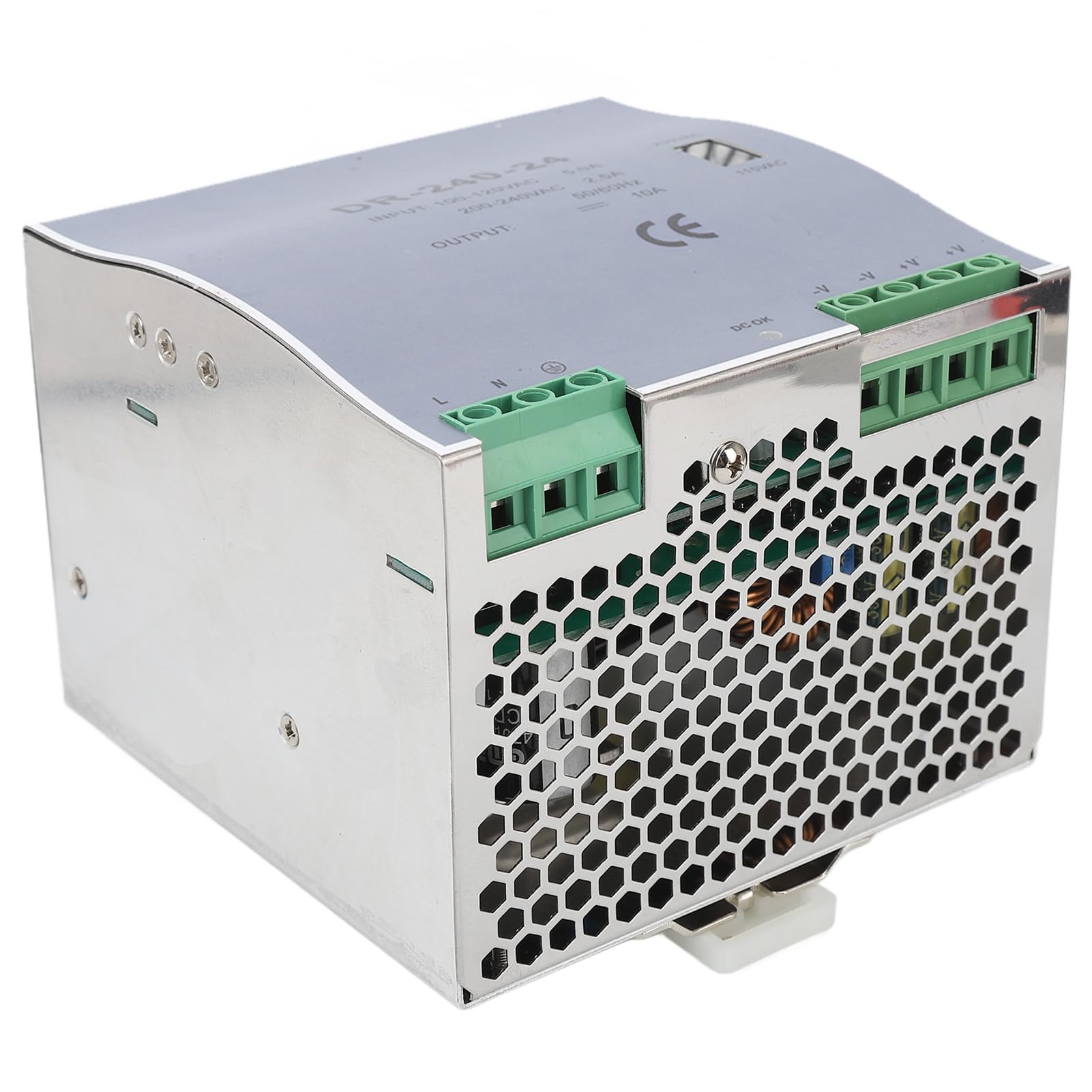 Convertidor de CA a CC de 240 W, Fuente de alimentación conmutada en Carril DIN, protección contra sobrecarga de 100-120 V 200-240 V (Salida de 24 V)