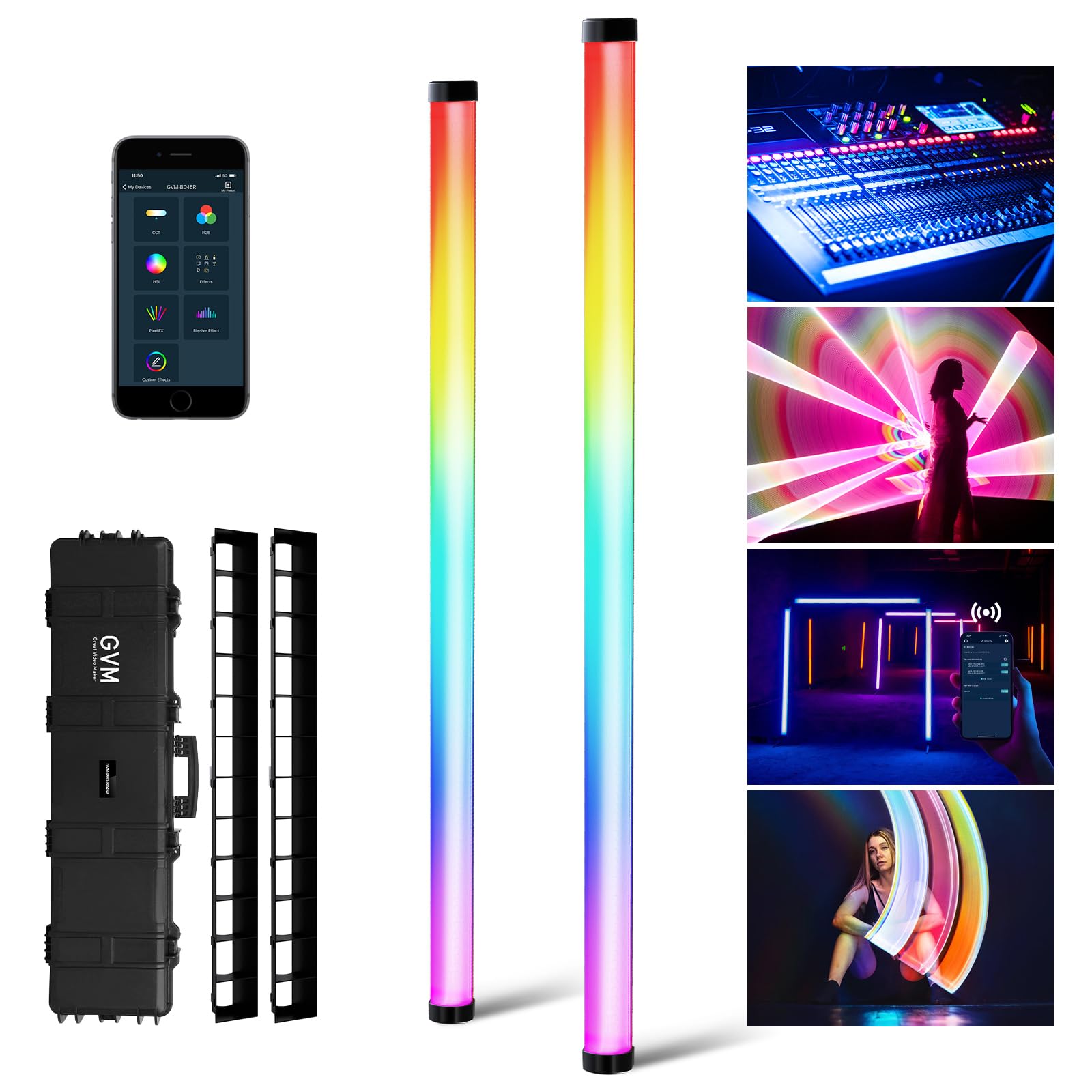 Amazon.com : GVM RGB Tube Light with Softbox, 2 Packs 45W Handheld
