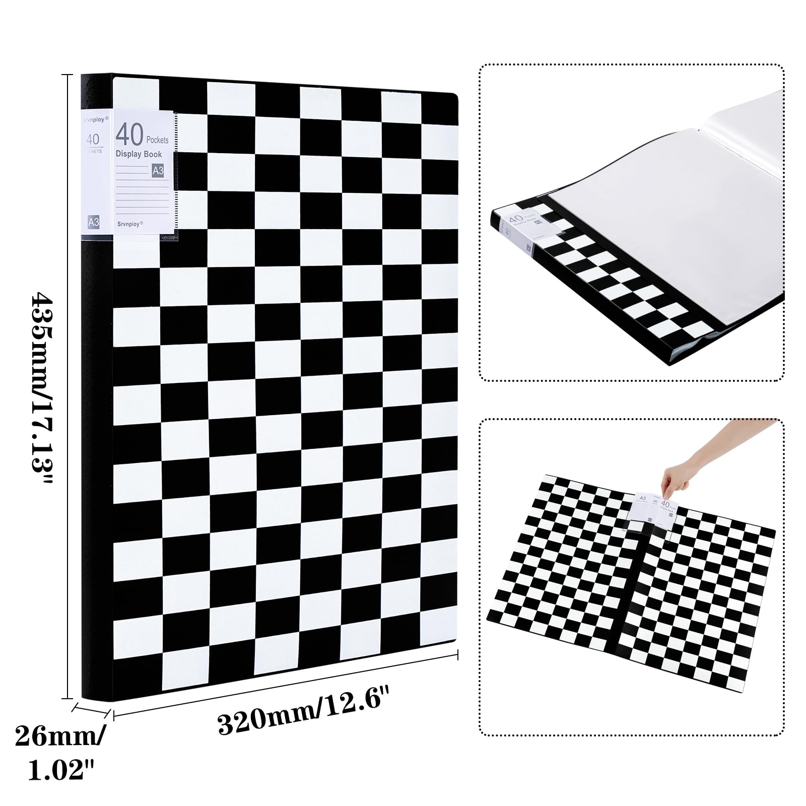 40 Taschen A3 Päsentationsdisplay Buch (5 Farben) A3 Sichtbuch Kunststoff Portfoliobuch Präsentationsbuch mit 40 Klarsichthüllen für Portfolios, Gemälde, Kunstwerke, Zeichnungen