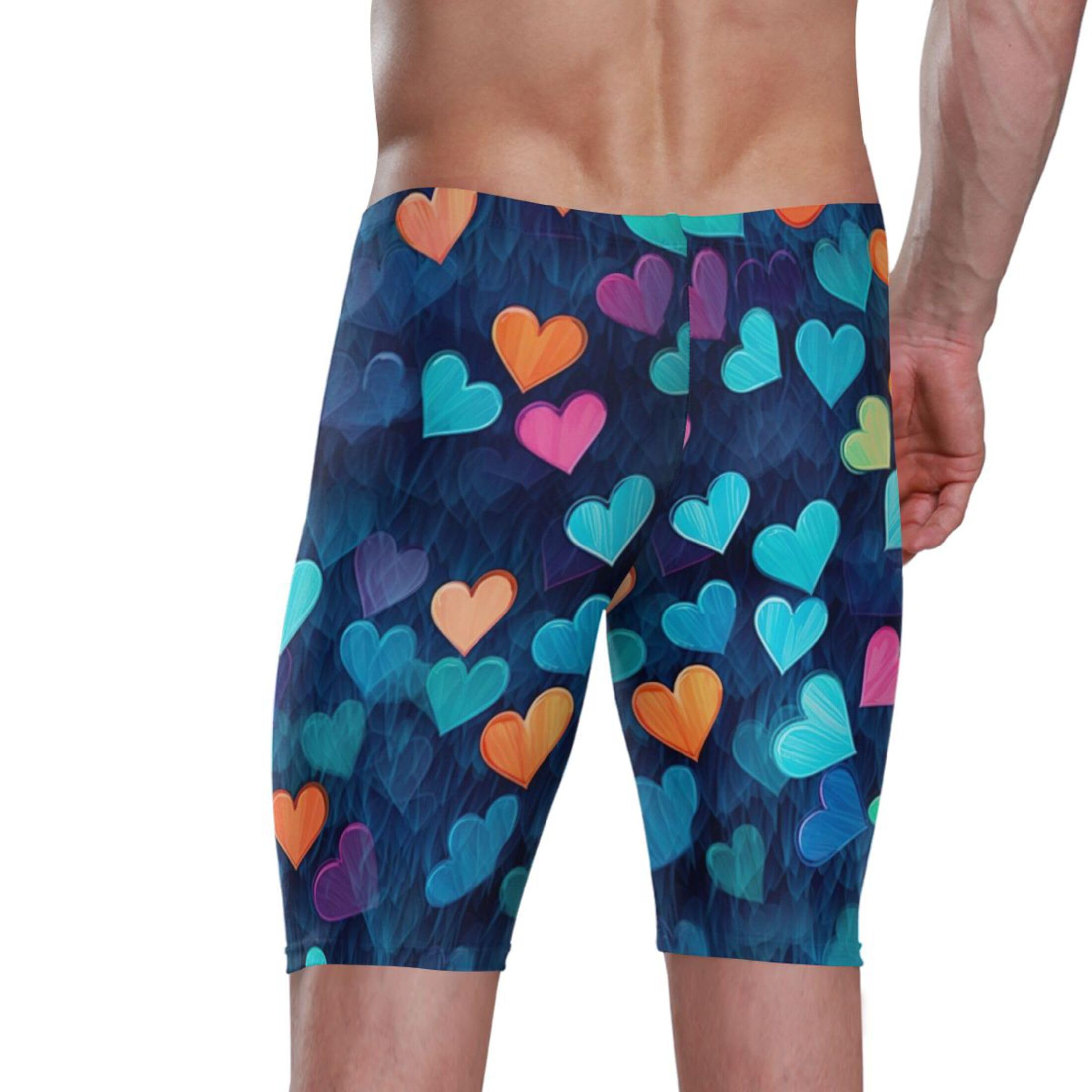 UMIRIKO Valentine's Day Heart Swim Jammers for Men Athletic Durable S B0401251