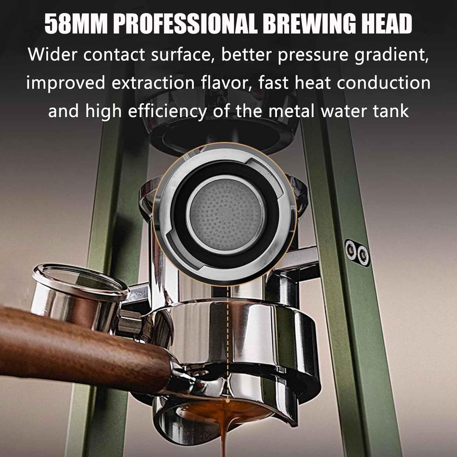 Macchina per caffè Espresso a Leva Manuale con macinacaffè, Macchina per caffè Espresso Manuale a Leva Diretta con Pre-ammollo e Sistema, manometro con visualizzazione in Tempo Reale, macch