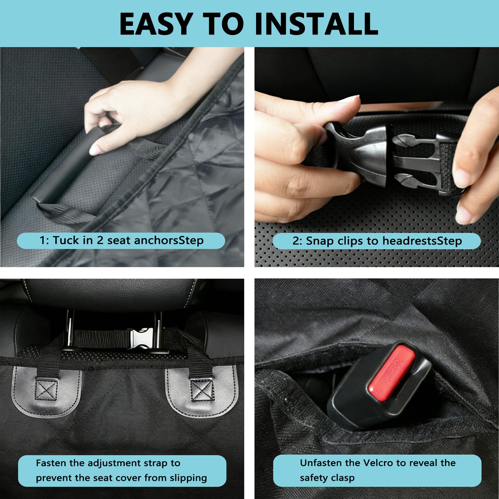 SNZ Housse de Protection pour siège arrière Chien – Couverture imperméable et antidérapante pour Voiture, Coffre et Pique-Nique – Design élégant, Universelle pour Chiens et Autres Animaux