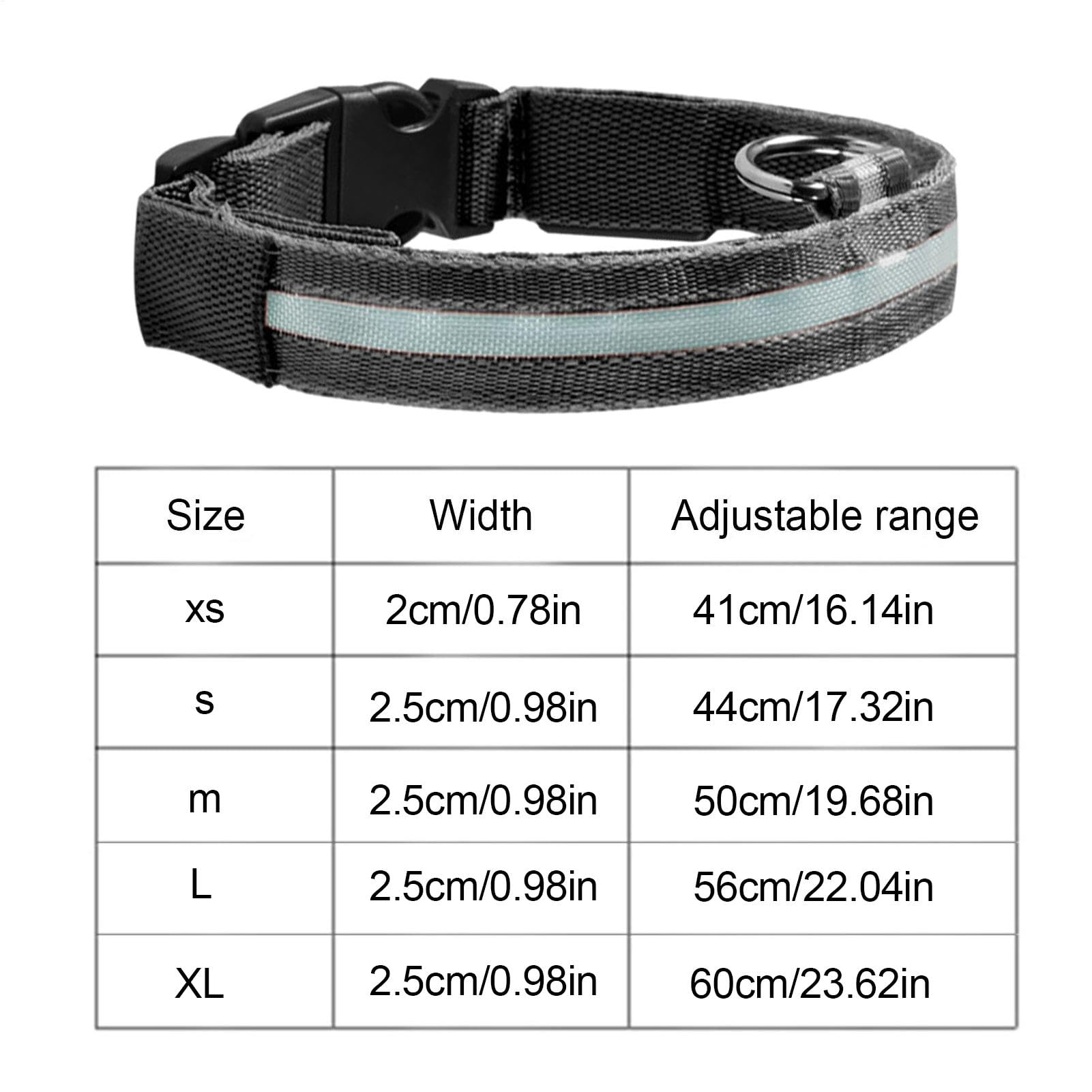 LED | Collare luminoso lampeggiante per cani, collari regolabili che | brillano al buio per cuccioli, cani di taglia media e piccola.