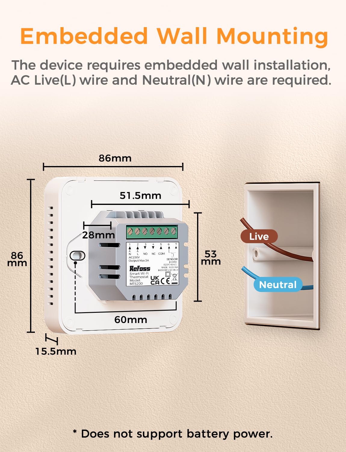 Refoss Heizungsthermostat WLAN, Wasser Fußbodenheizung Thermostat Boiler, Smart Thermostat, Sprachsteuerung Raumthermostat, Intelligente Fernbedienung Wandthermostat Digital für HomeKit, Alexa, Google