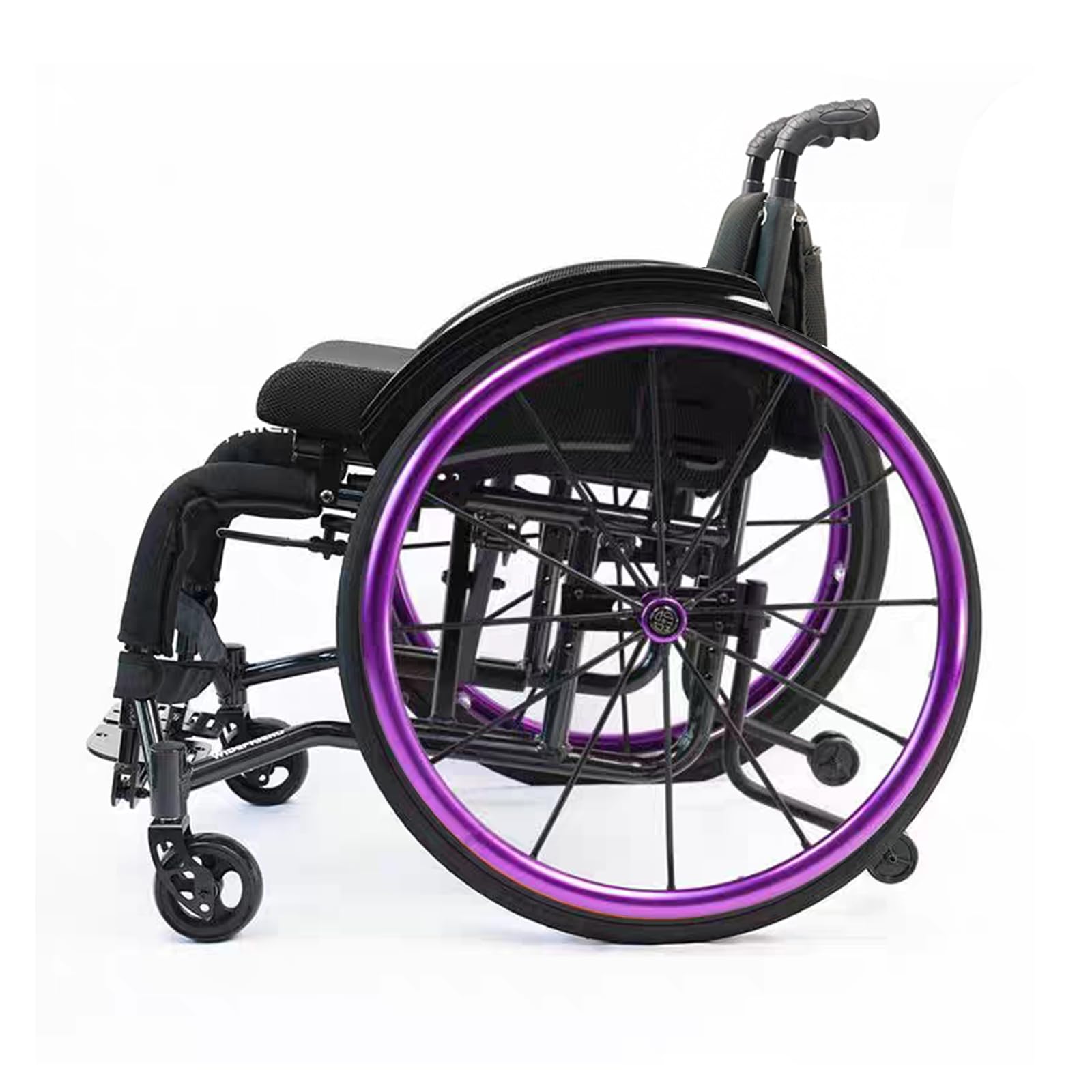 Silla de Ruedas Ultraligera,Sillas de Ruedas Manuales Autopropulsables,Sillas de Ruedas Deportivas Plegables Portátiles/Purple/Seat Width 36Cm