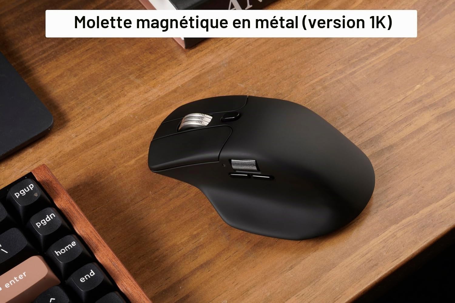 Keychron M6 Souris Optique de Jeu sans Fil, tri-Mode 2,4 GHz/Bluetooth 5.1/Filaire, capteur PixArt 3395, 26 000 DPI, Bouton Macro Ergonomique léger programmable pour Windows PC/Mac – Noir