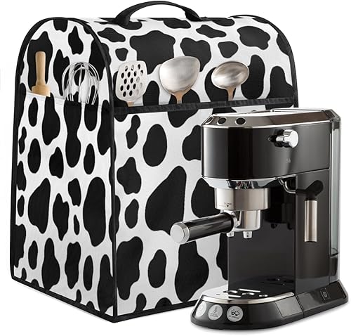 Funda para mezcladora de cocina blanca y negra con estampado de vaca, compatible con cubierta de batidora de pie de 6 a 8 cuartos de galón, se