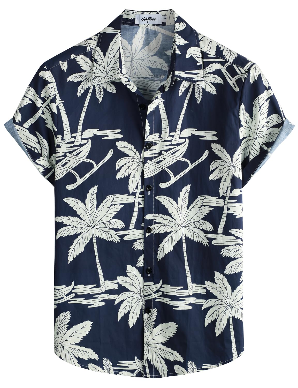 VATPAVE Herren Baumwolle Hawaii Hemd männer Blumen Freizeit Kurzarmhemd Sommerhemd